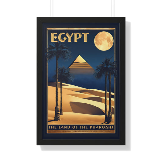 Egypt, Land of the Pharaohs, Egypt Travel Poster, Art-Deco, Framed Vertical Poster