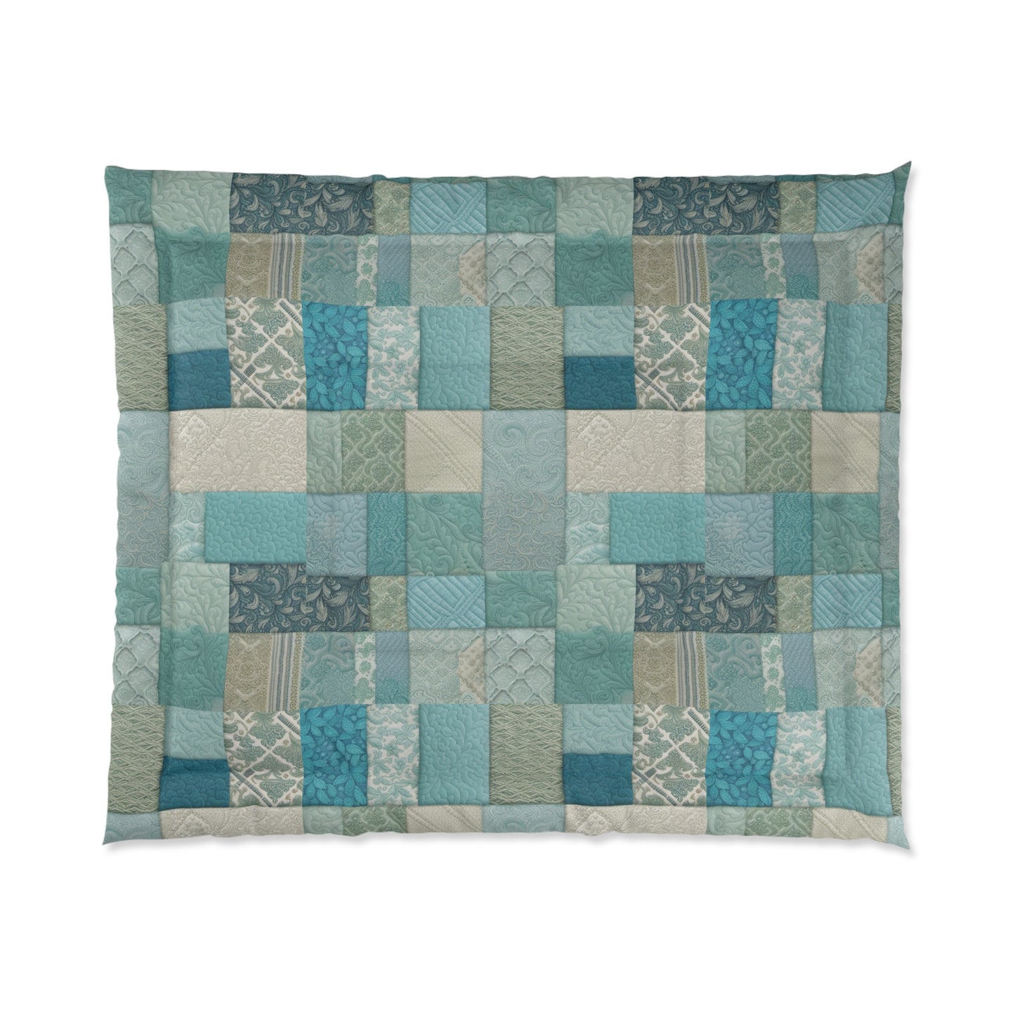 Patchwork in Blues & Greens Comforter