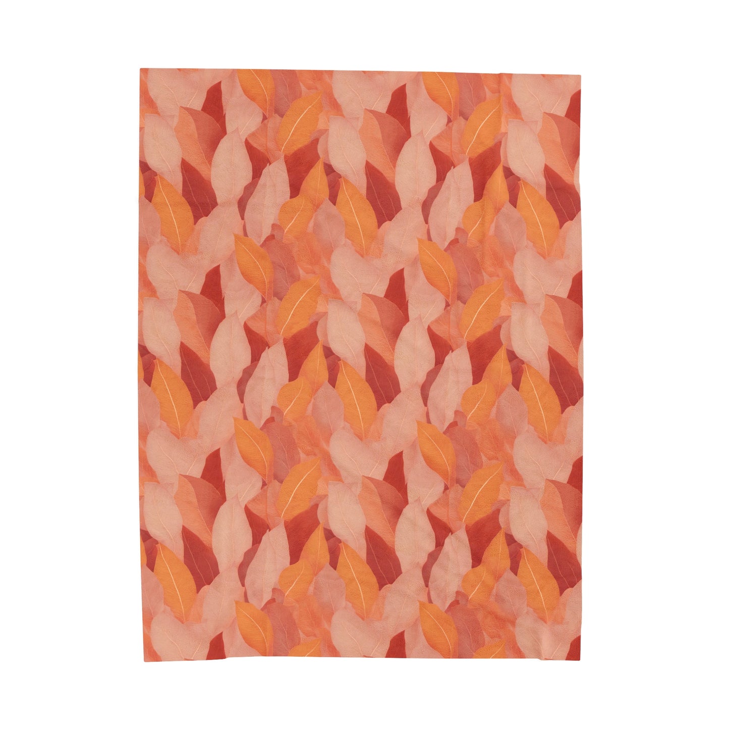 Soft Autumn Leaves in Pink, Red and Orange Velveteen Plush Blanket