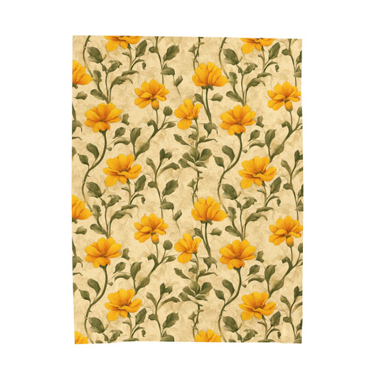 Gold Flowers Velveteen Plush Blanket