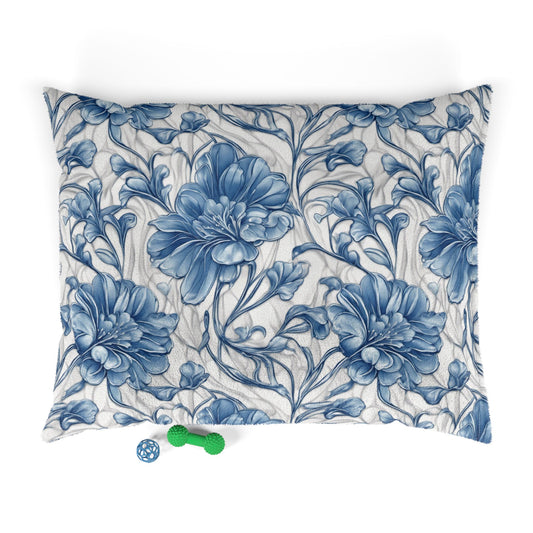 Blue & White Flowers Pet Bed