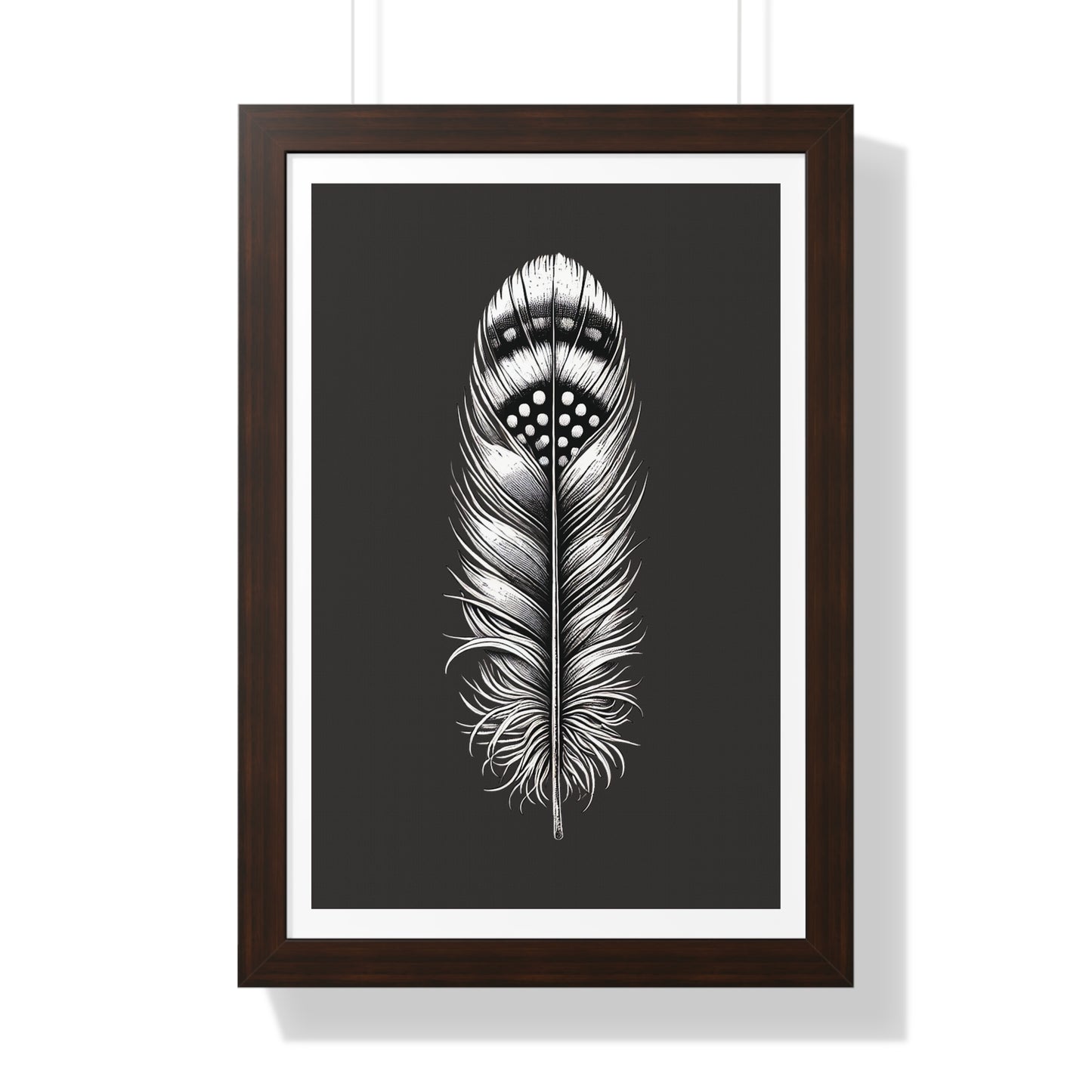 Black and White Feather No.1, Framed Vertical Poster