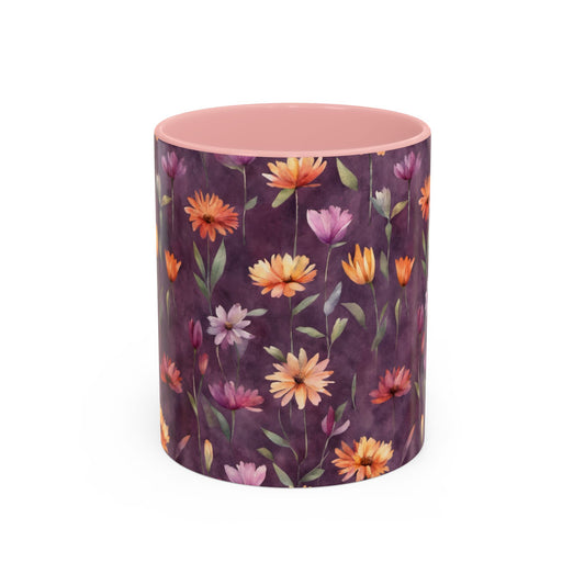 Wild Flowers on Plum Coffee Mug, 11oz