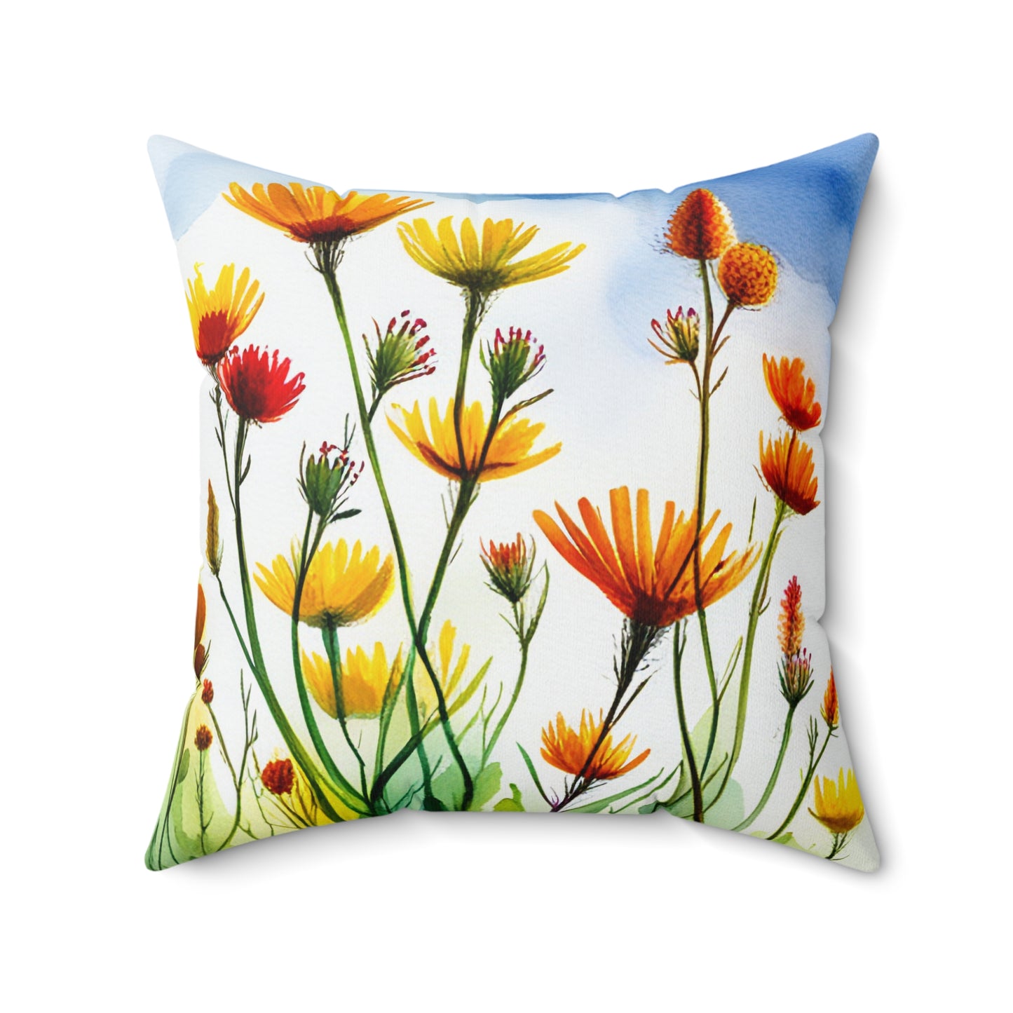 Field Flowers 1: Spun Polyester Square Pillow