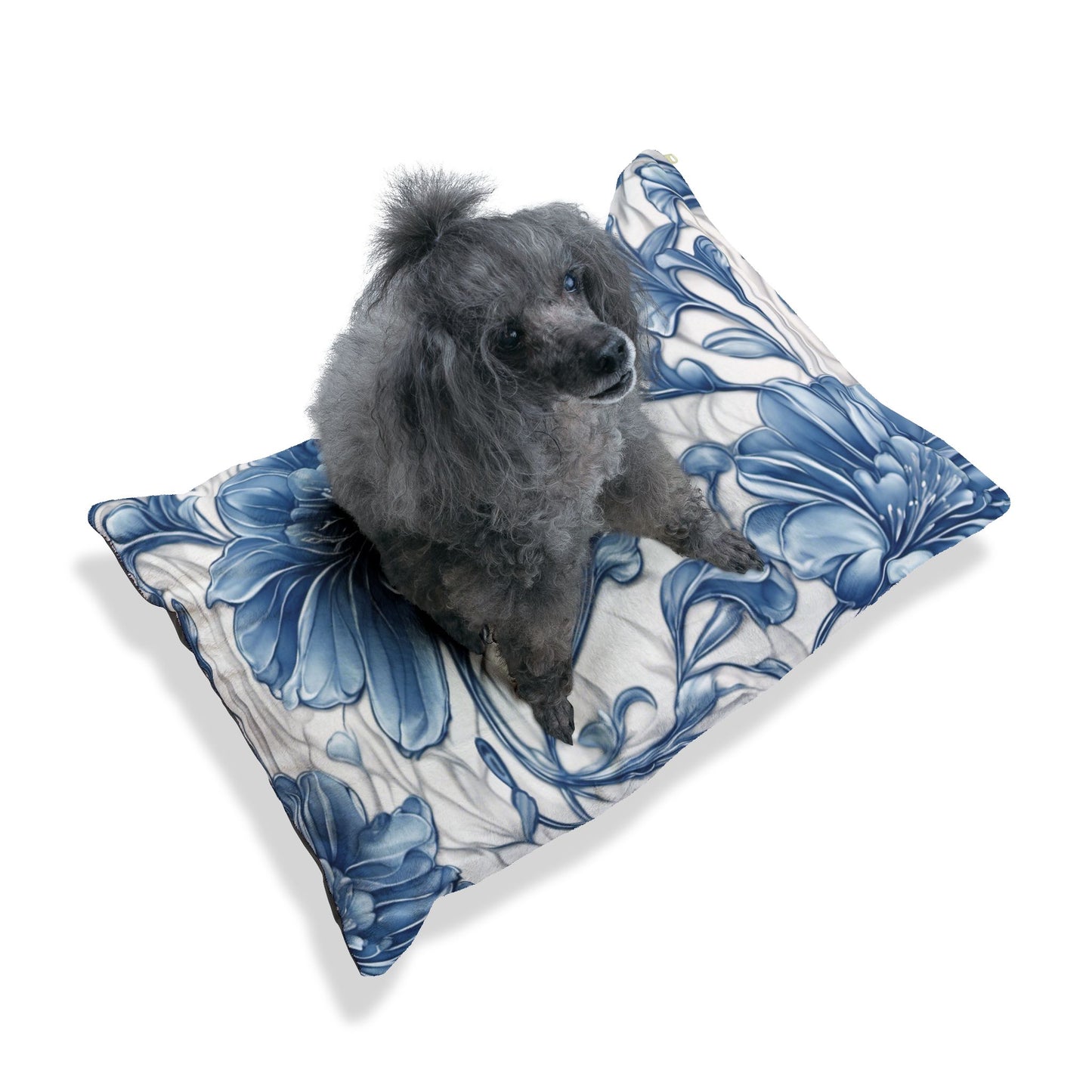 Blue & White Flowers Pet Bed