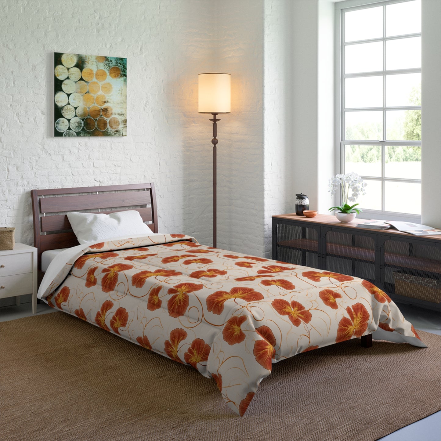 Orange Nasturtium Petals Comforter