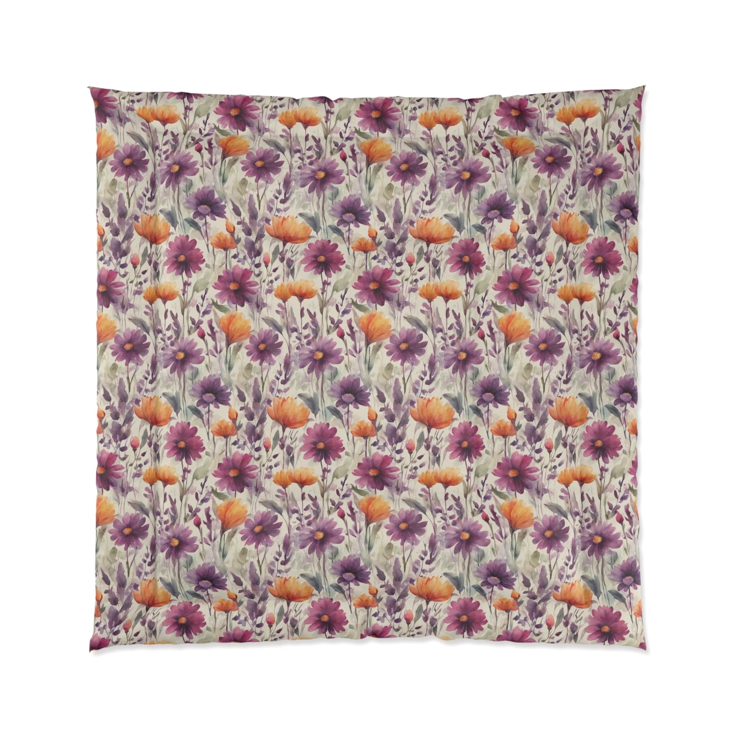 Plum and Apricot Wildflowers Comforter