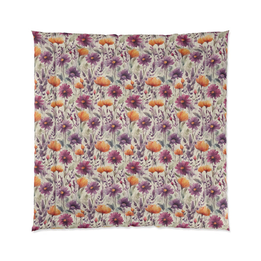 Plum and Apricot Wildflowers Comforter