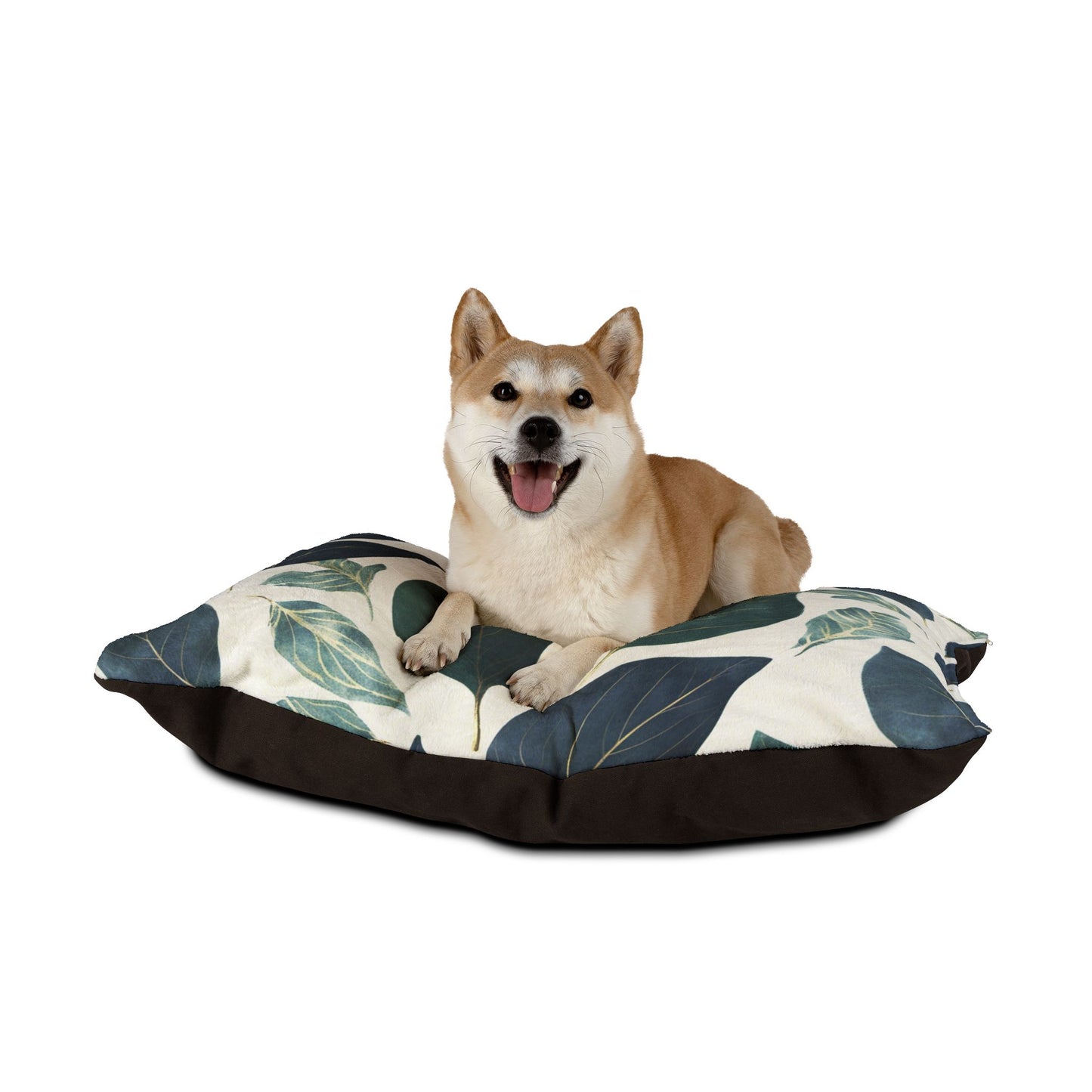 Blue and Green Leaves Pet Bed, Dog Pillow, Puppy Mattress