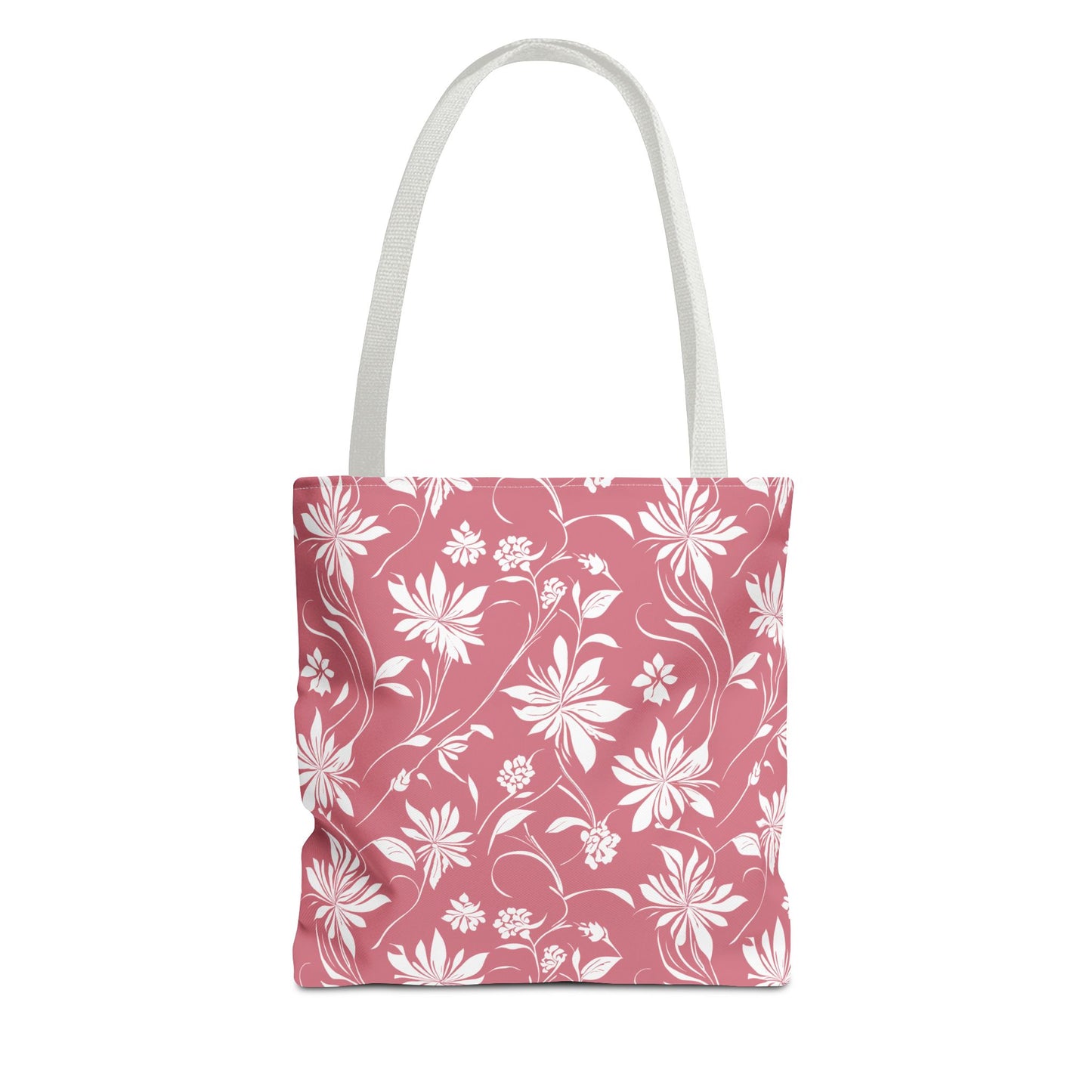 Simple White Flower on Pink Pattern Tote Bag (AOP)