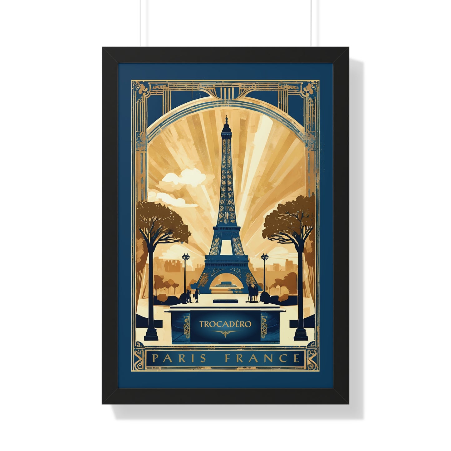 Trocadéro, Paris, France, Travel Poster, Art-Deco, Framed Vertical Poster