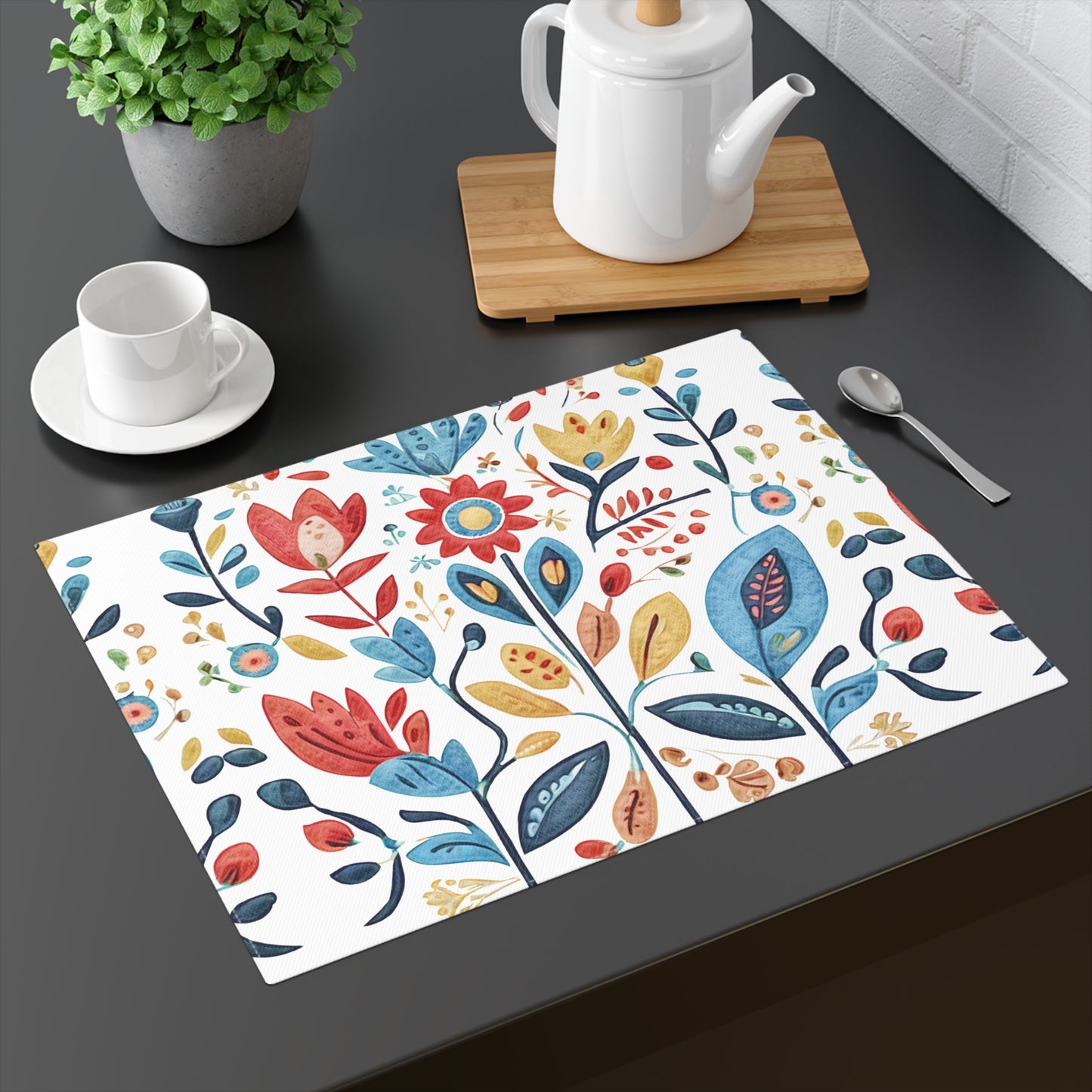 Bright and Colourful Folk Art Flowers, Placemat, 1pc