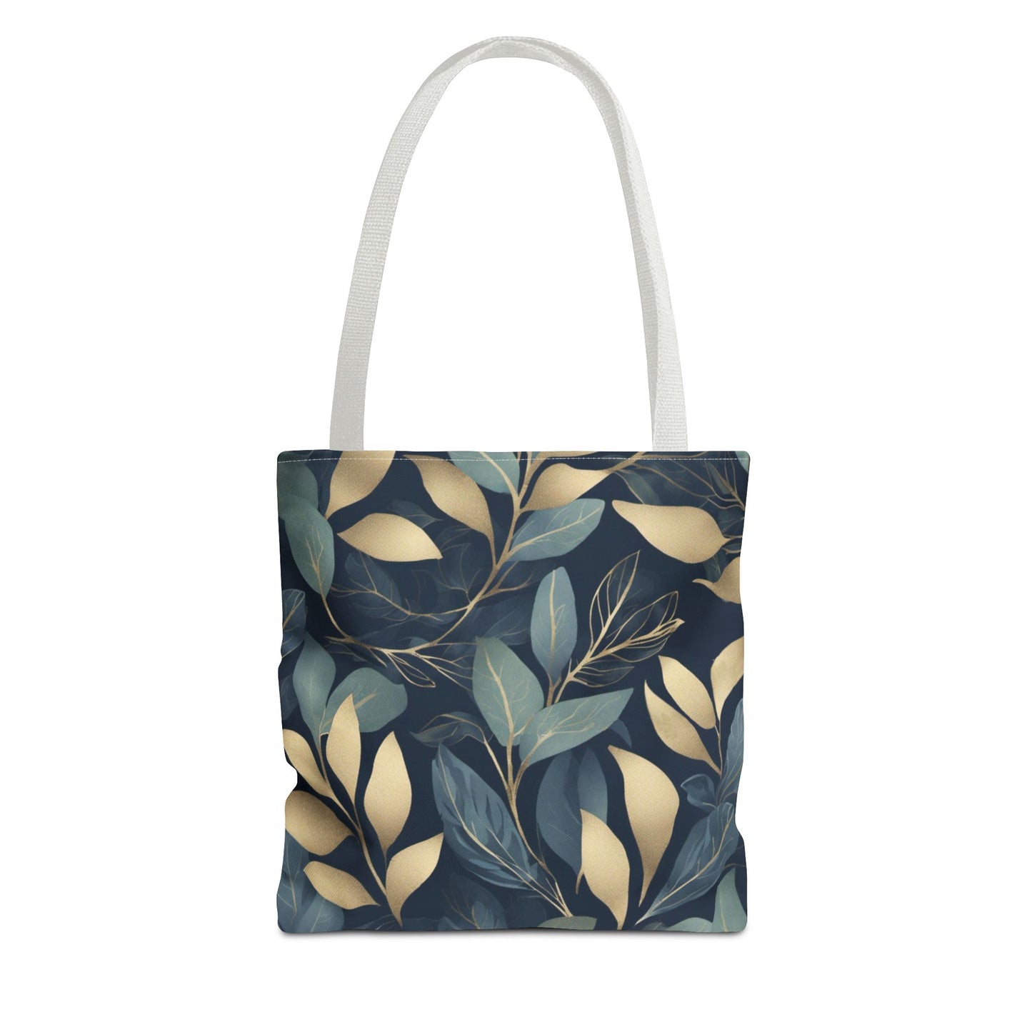 Green, Gold and Teal Leaves on Indigo Tote Bag (AOP)