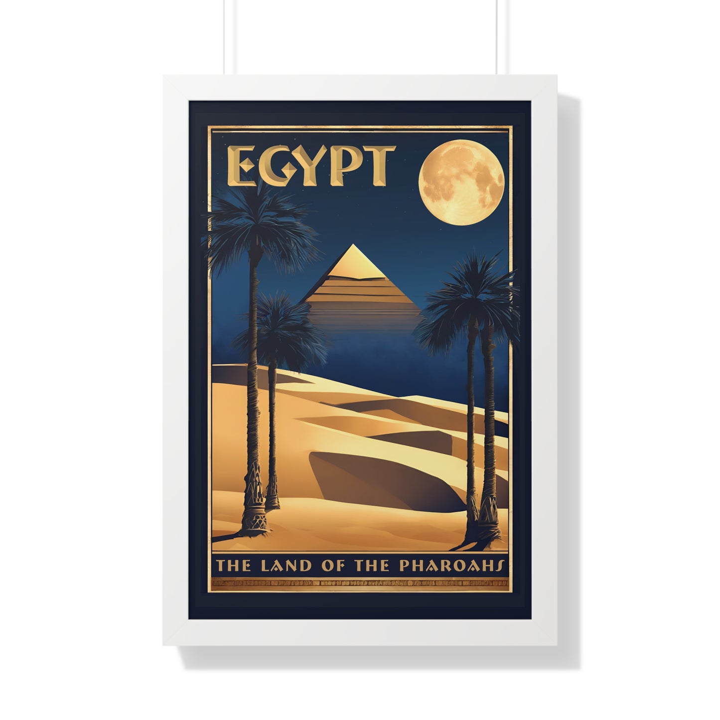 Egypt, Land of the Pharaohs, Egypt Travel Poster, Art-Deco, Framed Vertical Poster