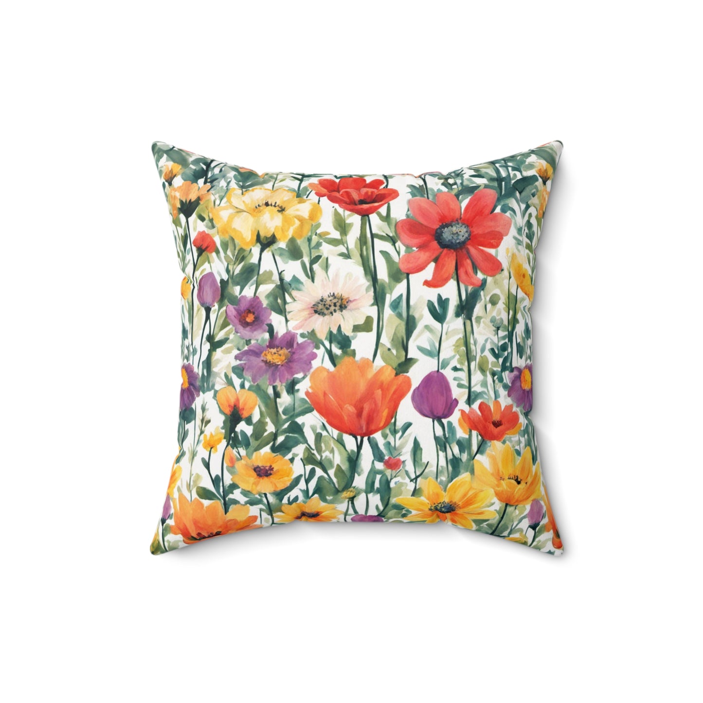 Colourful Wildflowers  Polyester Square Pillow