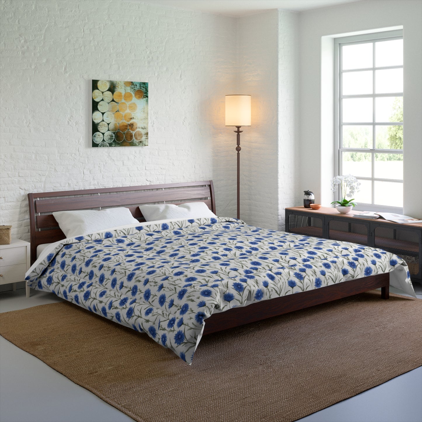 Cornflower Blue Flowers Comforter