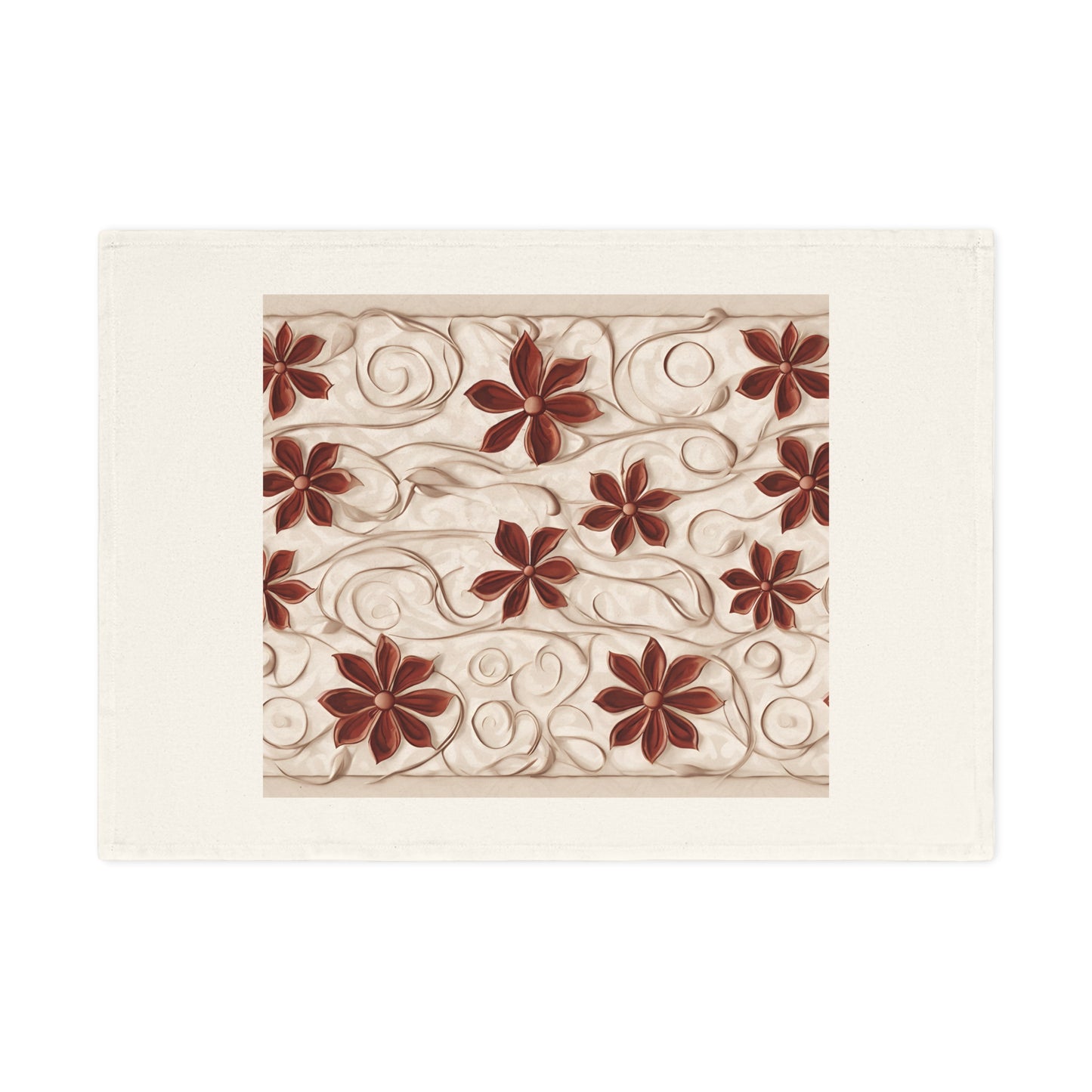 Little Russet Flowers on Cream, Cotton Tea Towel