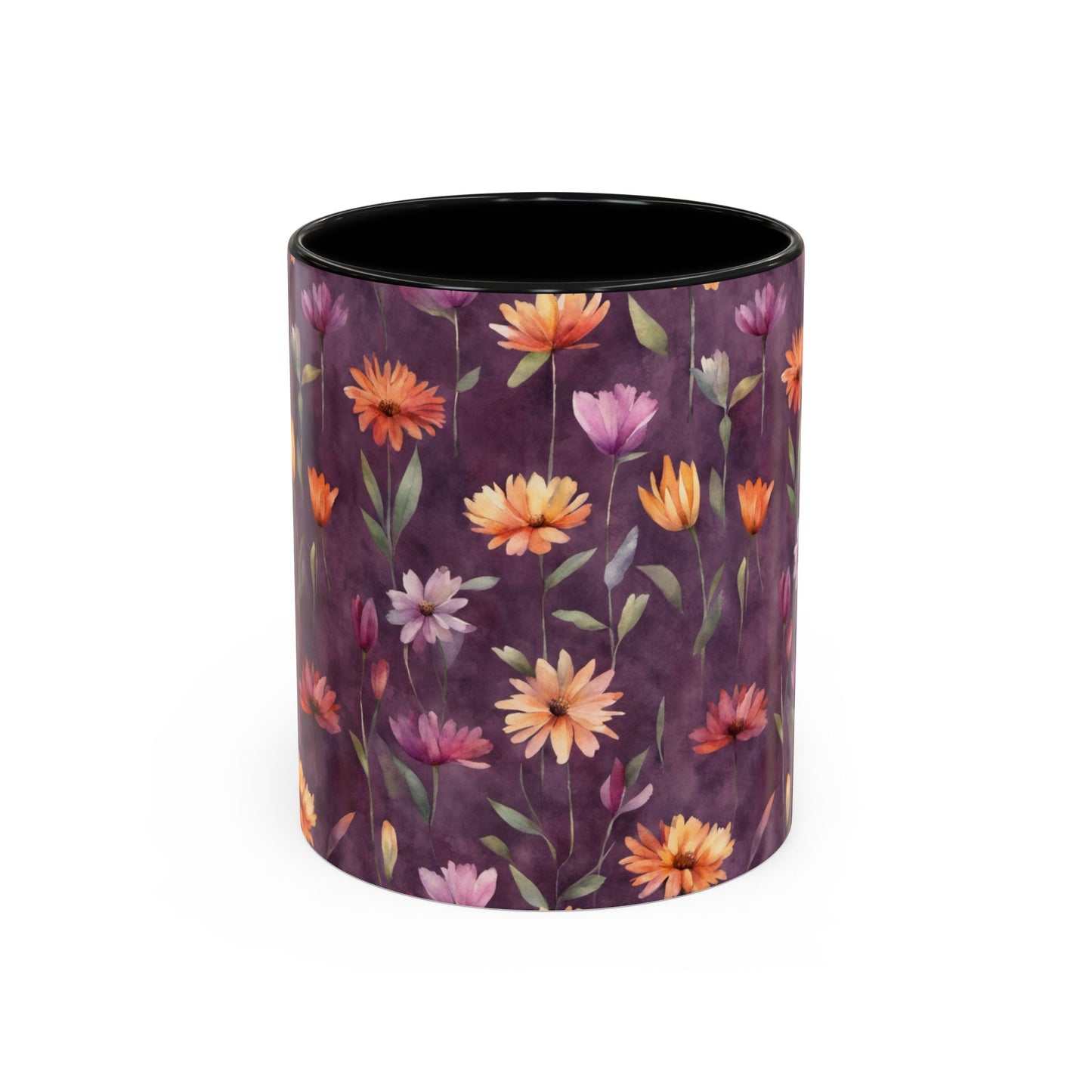 Wild Flowers on Plum Coffee Mug, 11oz