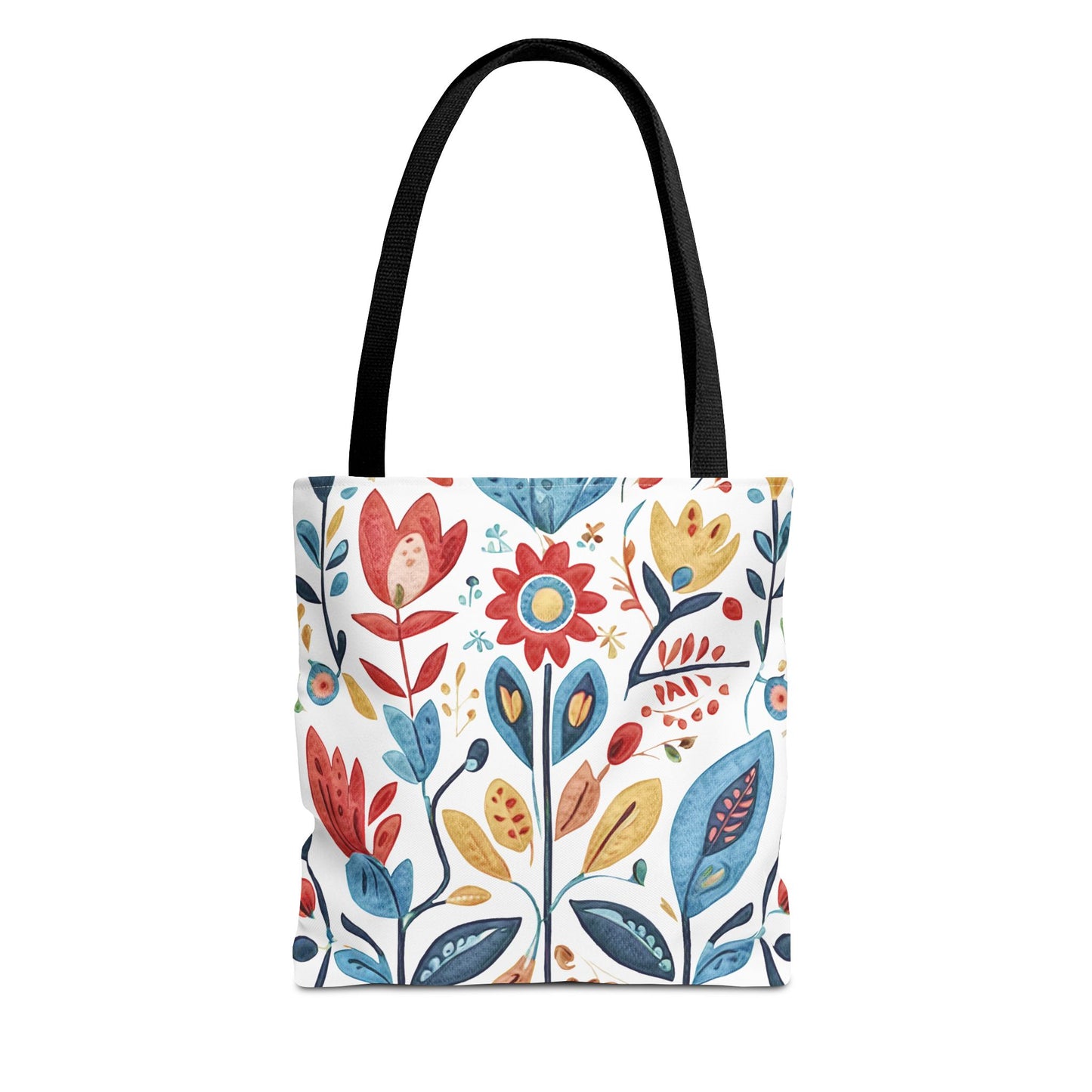 Bright and Colourful Folk Art Flowers, Tote Bag (AOP)