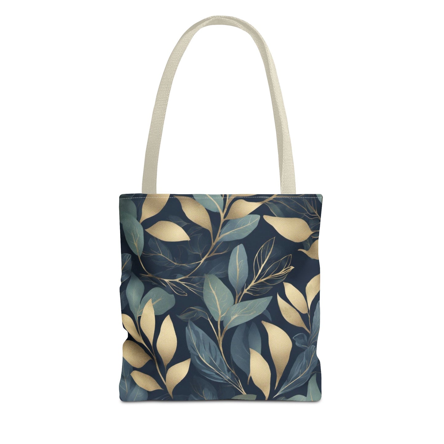 Green, Gold and Teal Leaves on Indigo Tote Bag (AOP)