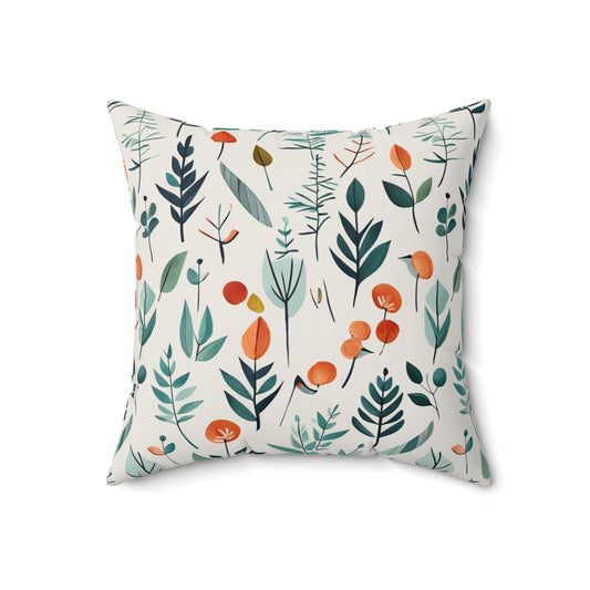 Bright Flora Polyester Square Pillow