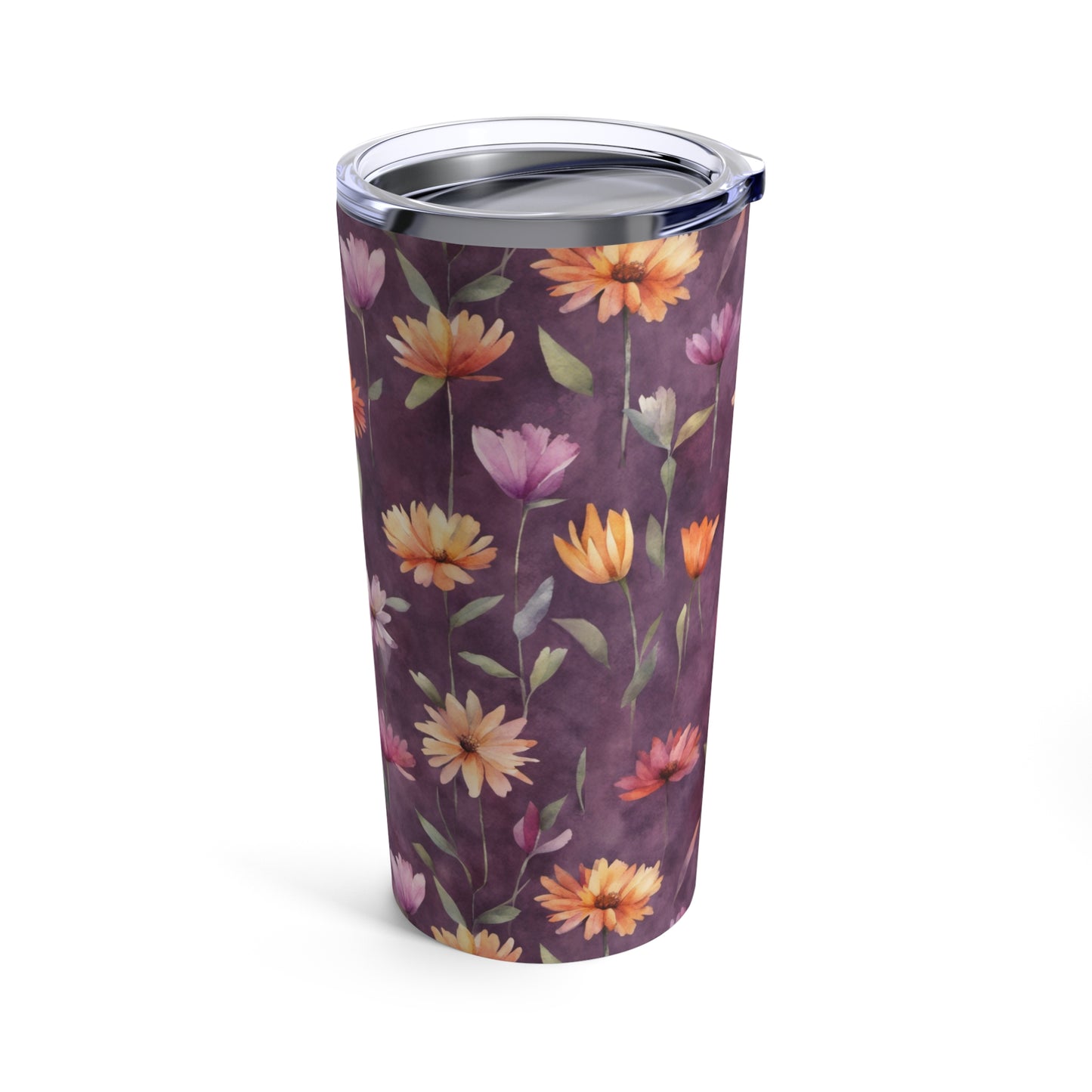 Wild Flowers on Plum Tumbler 20oz