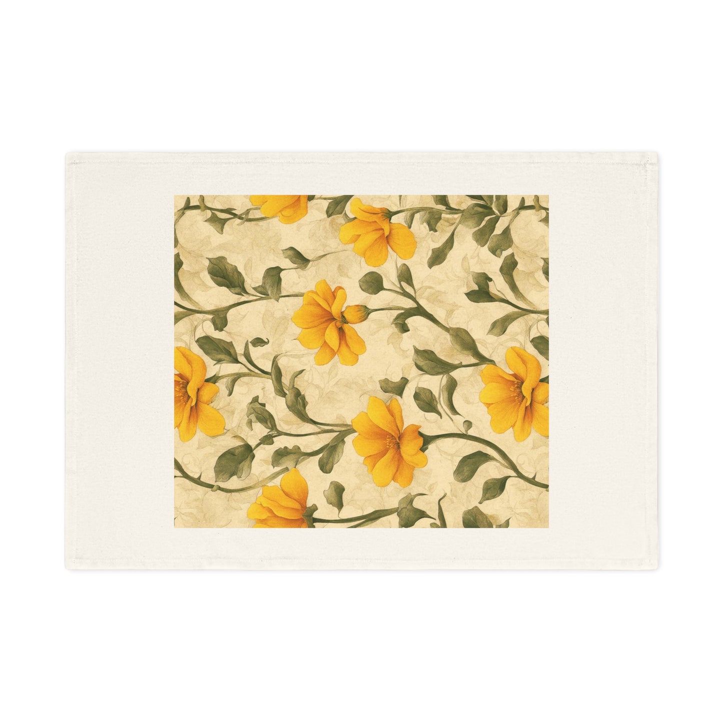 Gold Flowers Cotton Tea Towel