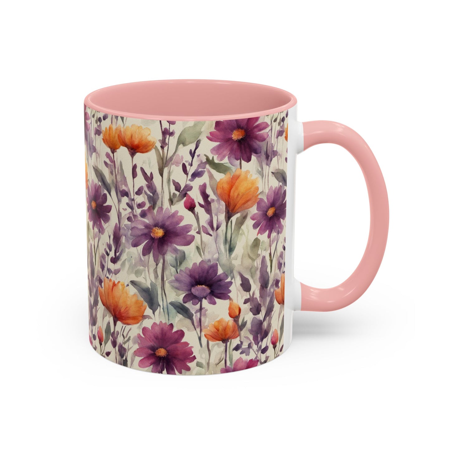 Plum and Apricot Wildflowers Coffee Mug, 11oz