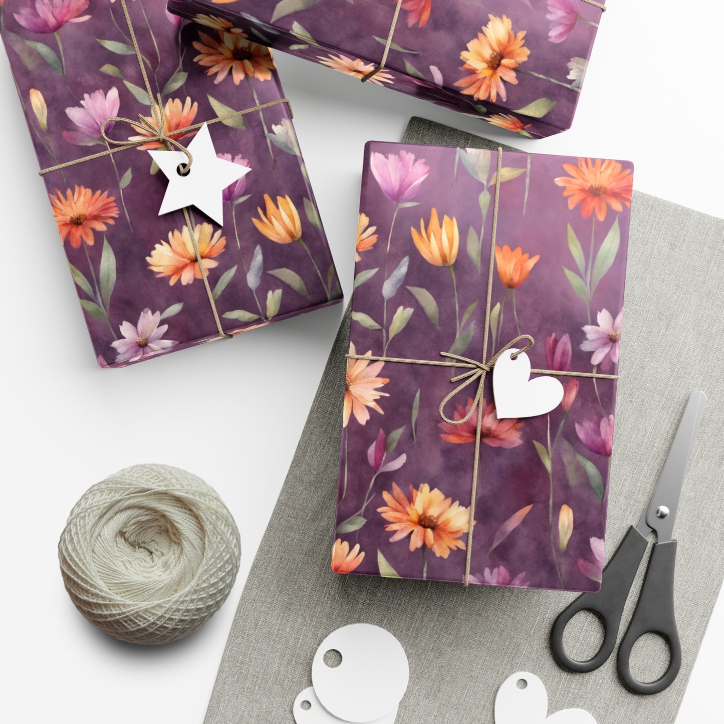 Wild Flowers on Plum Gift Wrap Papers