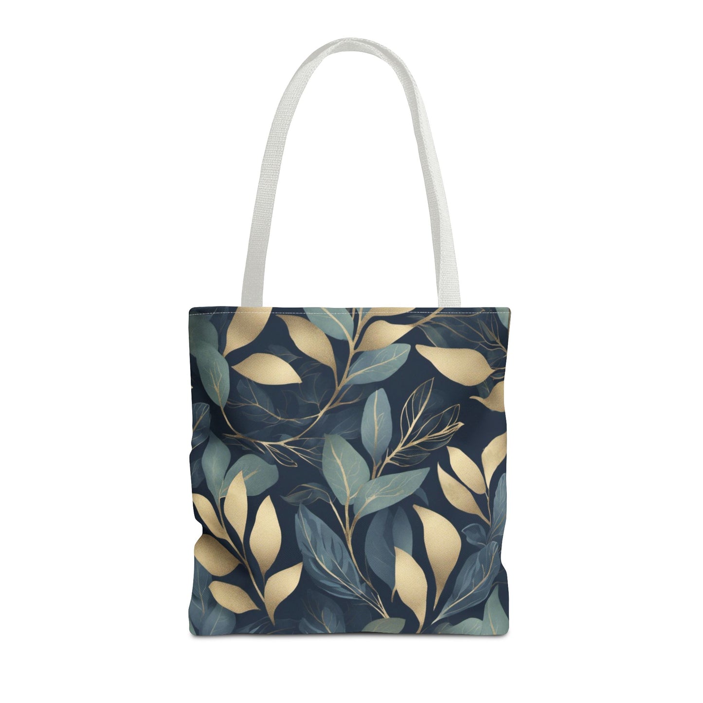 Green, Gold and Teal Leaves on Indigo Tote Bag (AOP)