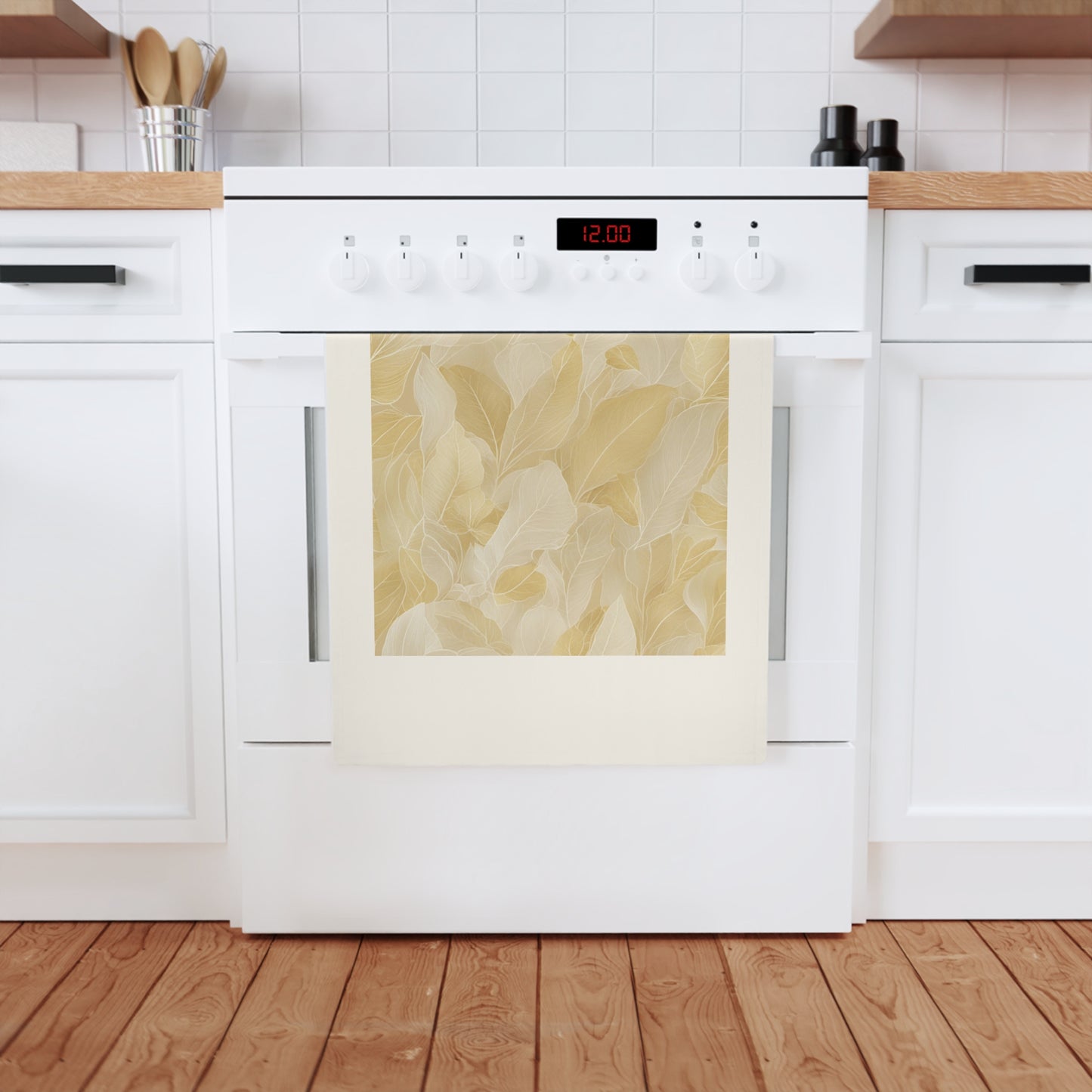 Gold Leaves Cotton Tea Towel