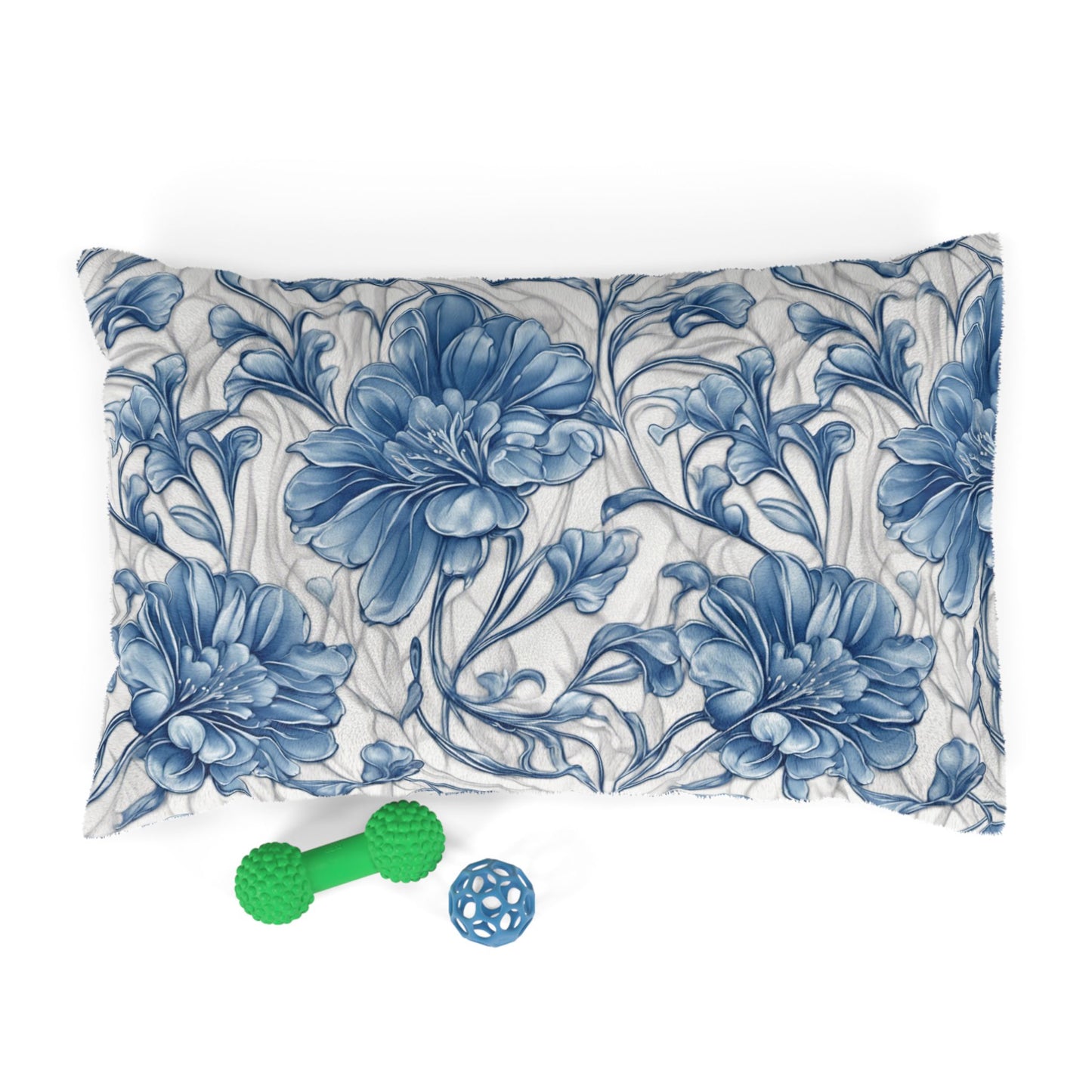 Blue & White Flowers Pet Bed