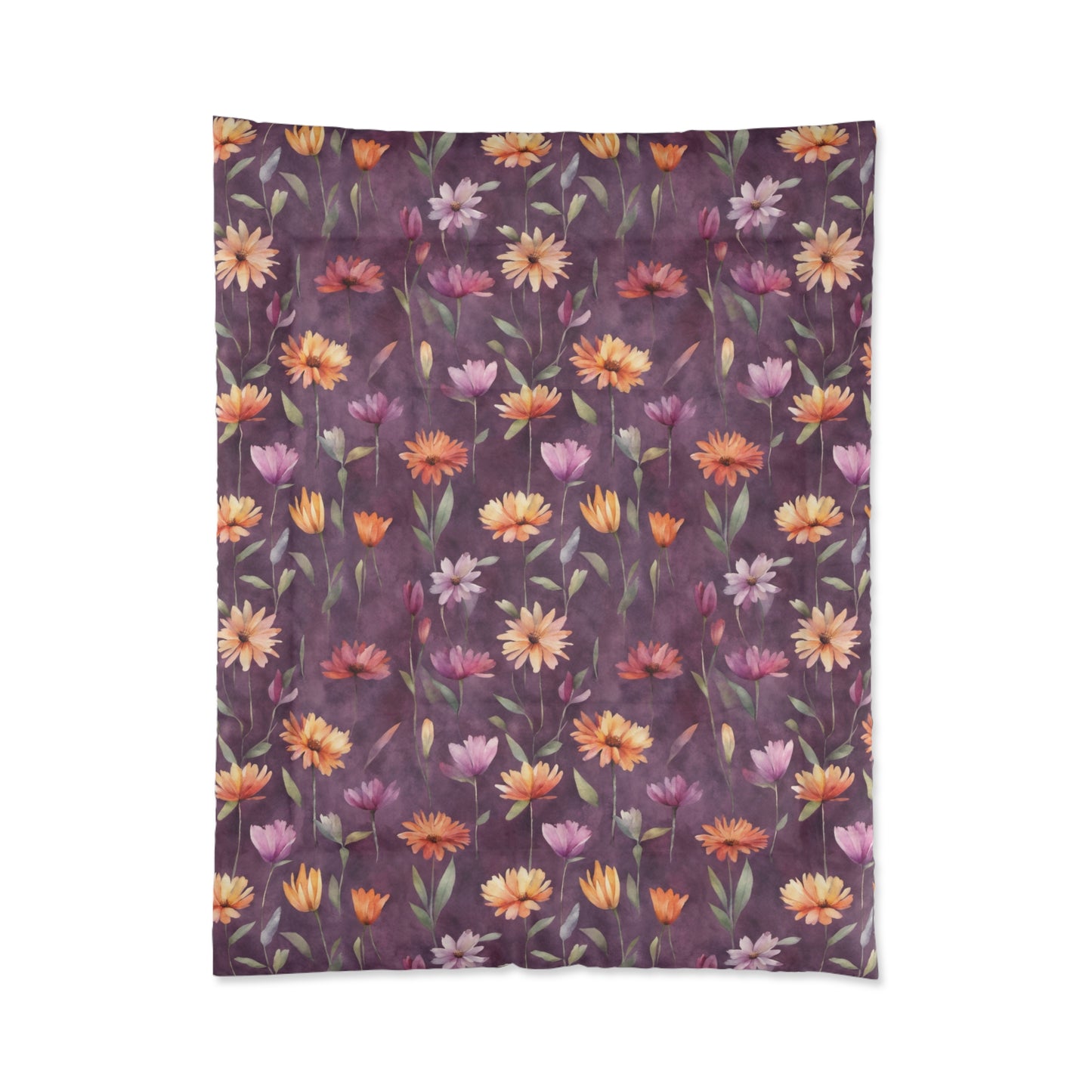 Wild Flowers on Plum Comforter