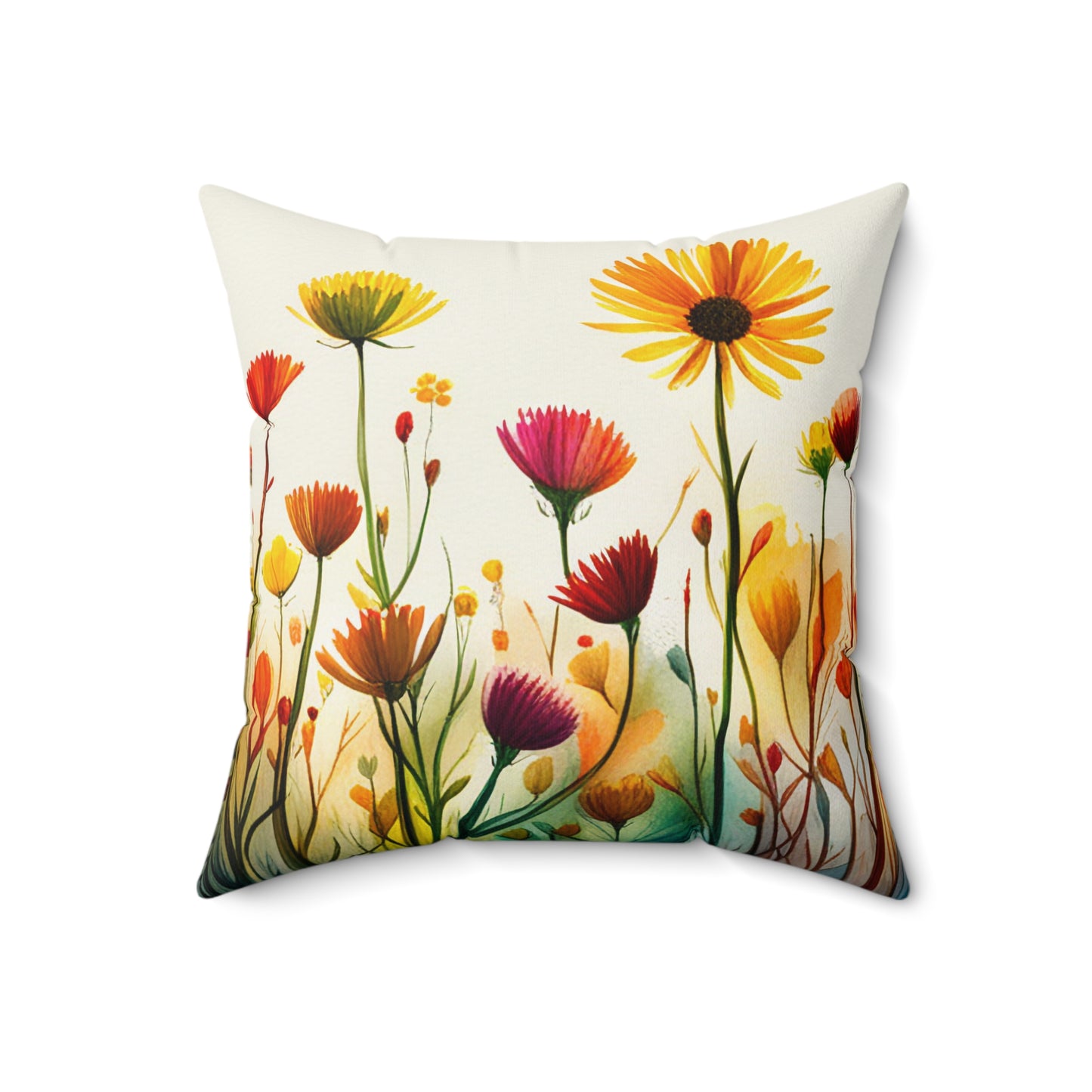 Field Flowers 3: Spun Polyester Square Pillow