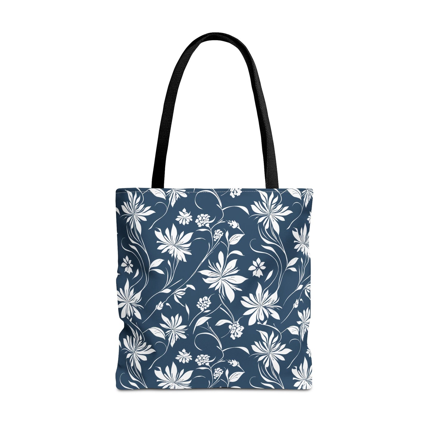 Simple White Flower on Indigo Pattern Tote Bag (AOP)