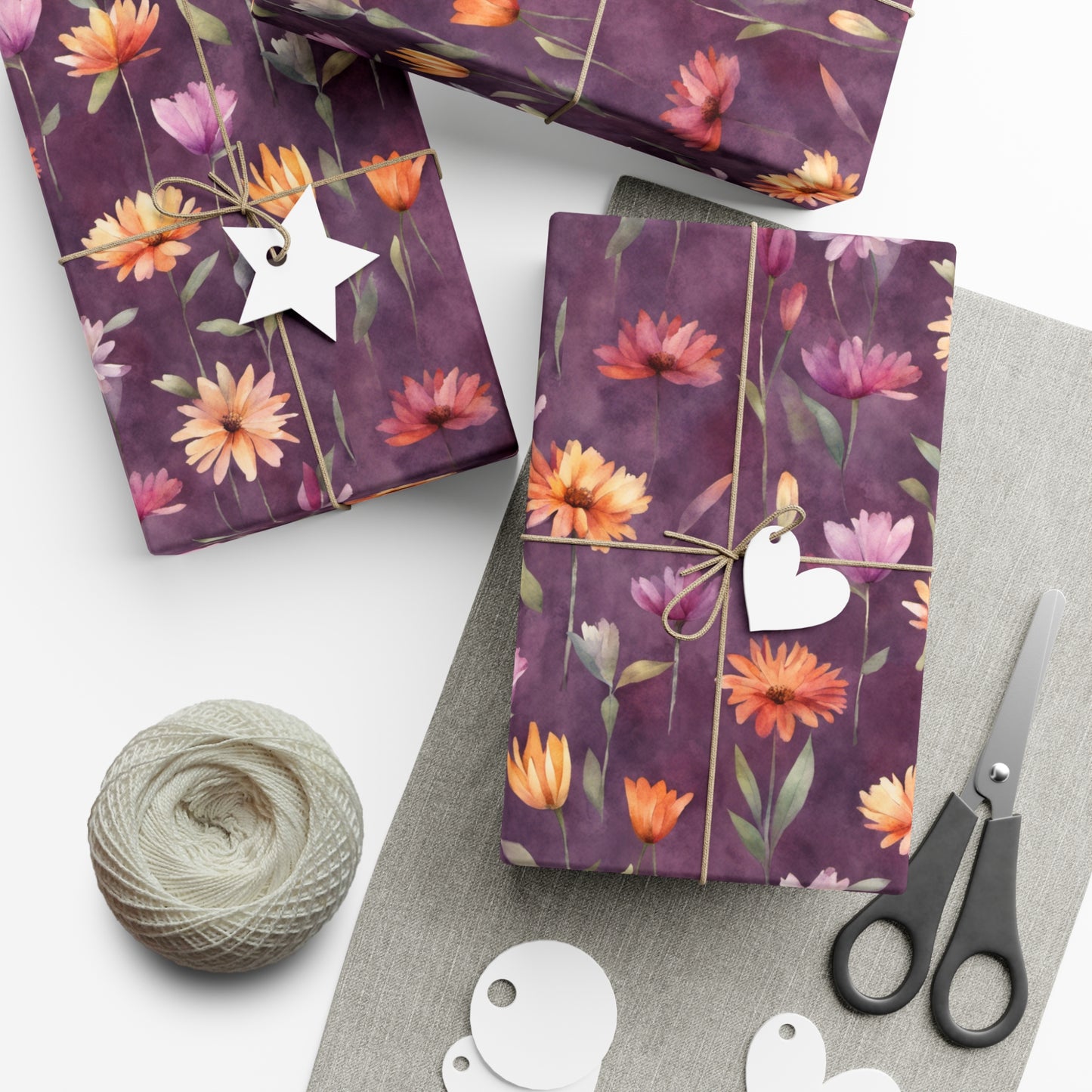 Wild Flowers on Plum Gift Wrap Papers