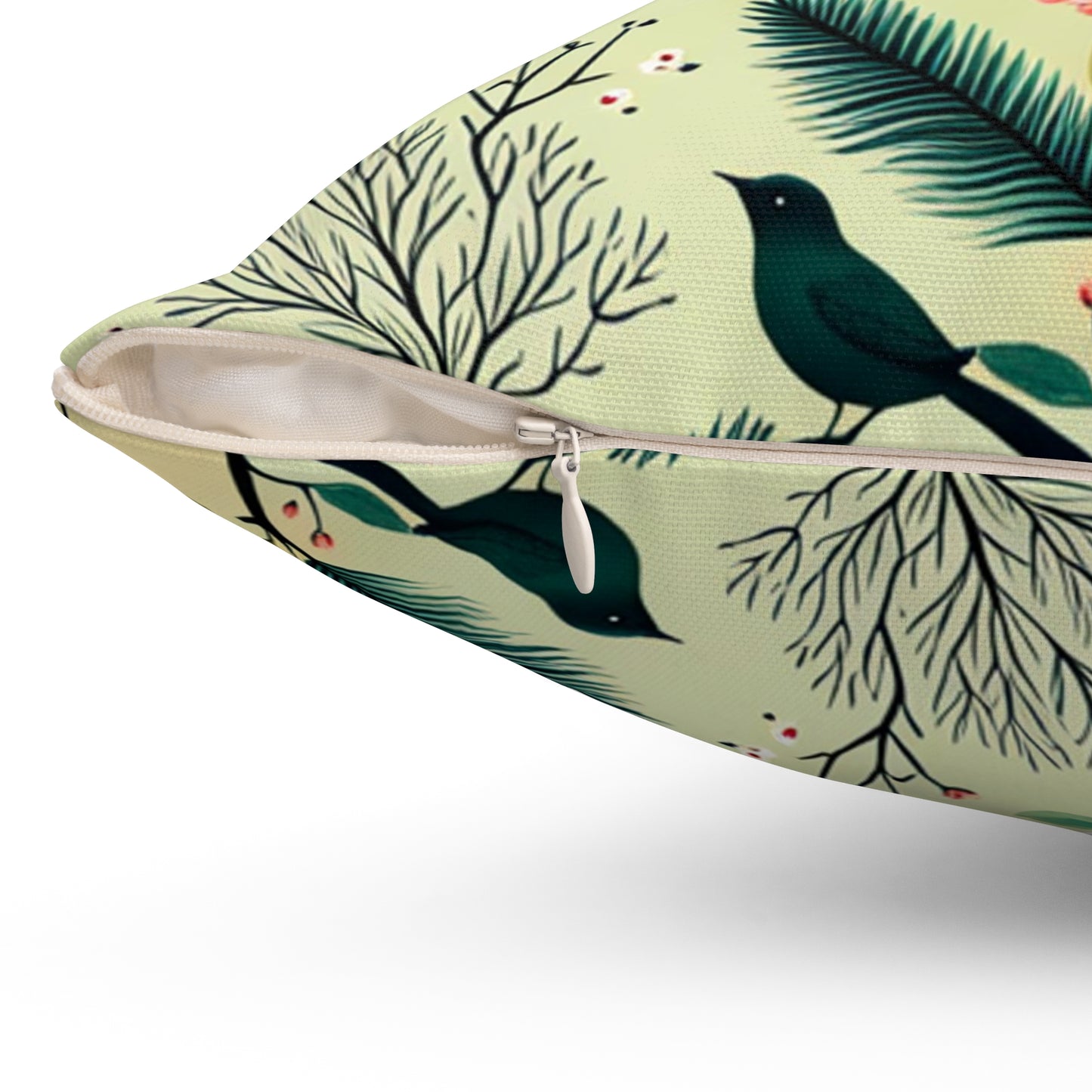 Blackbirds Polyester Square Pillow