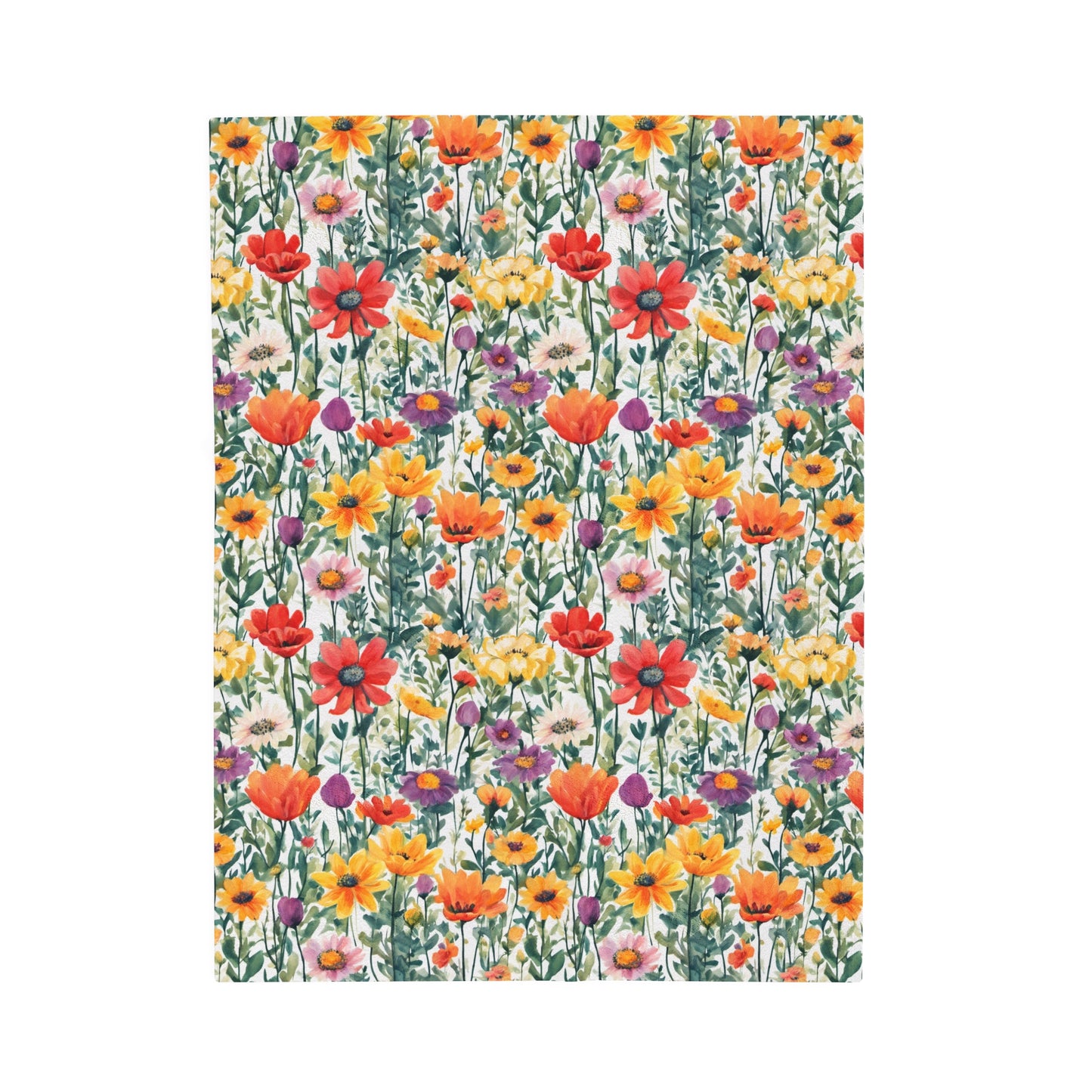 Colourful Wildflowers Velveteen Plush Blanket