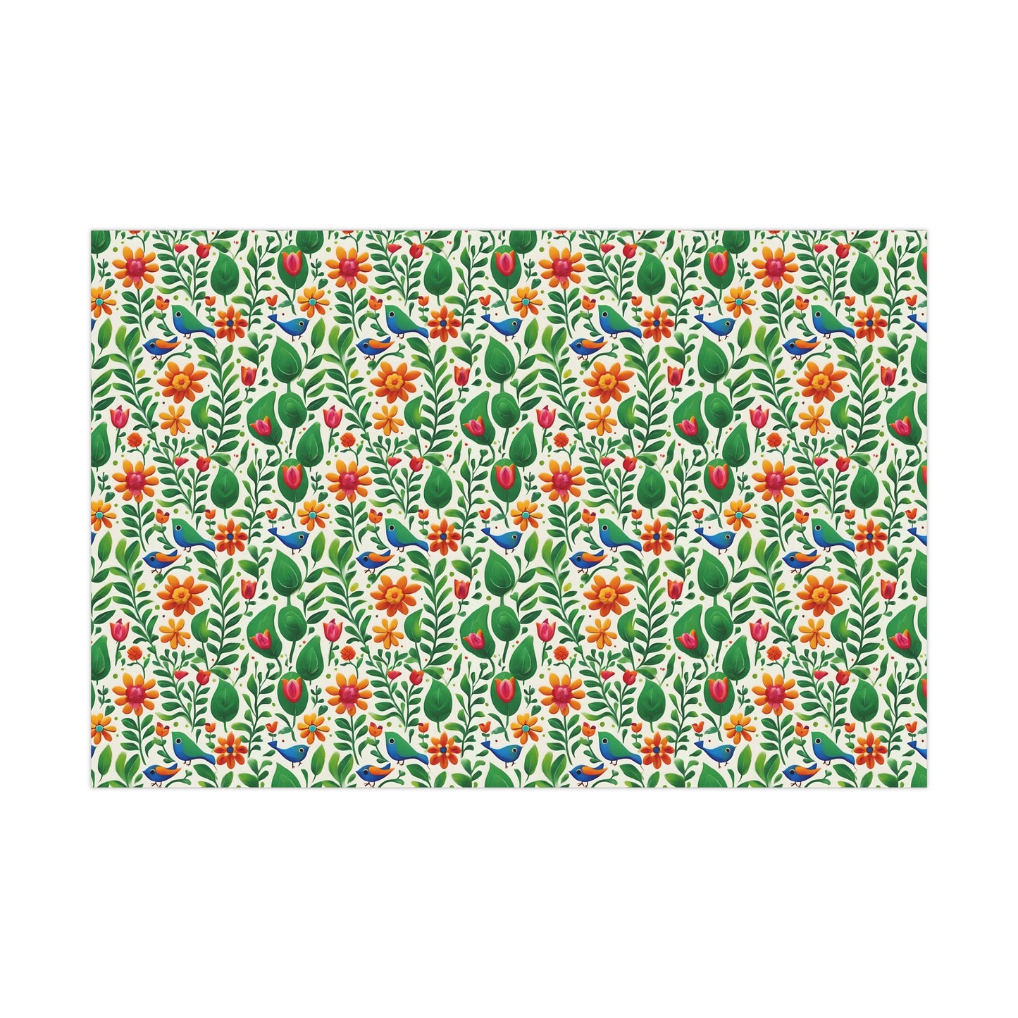 Bright Garden Birds, Leaves and Flowers Gift Wrap Papers