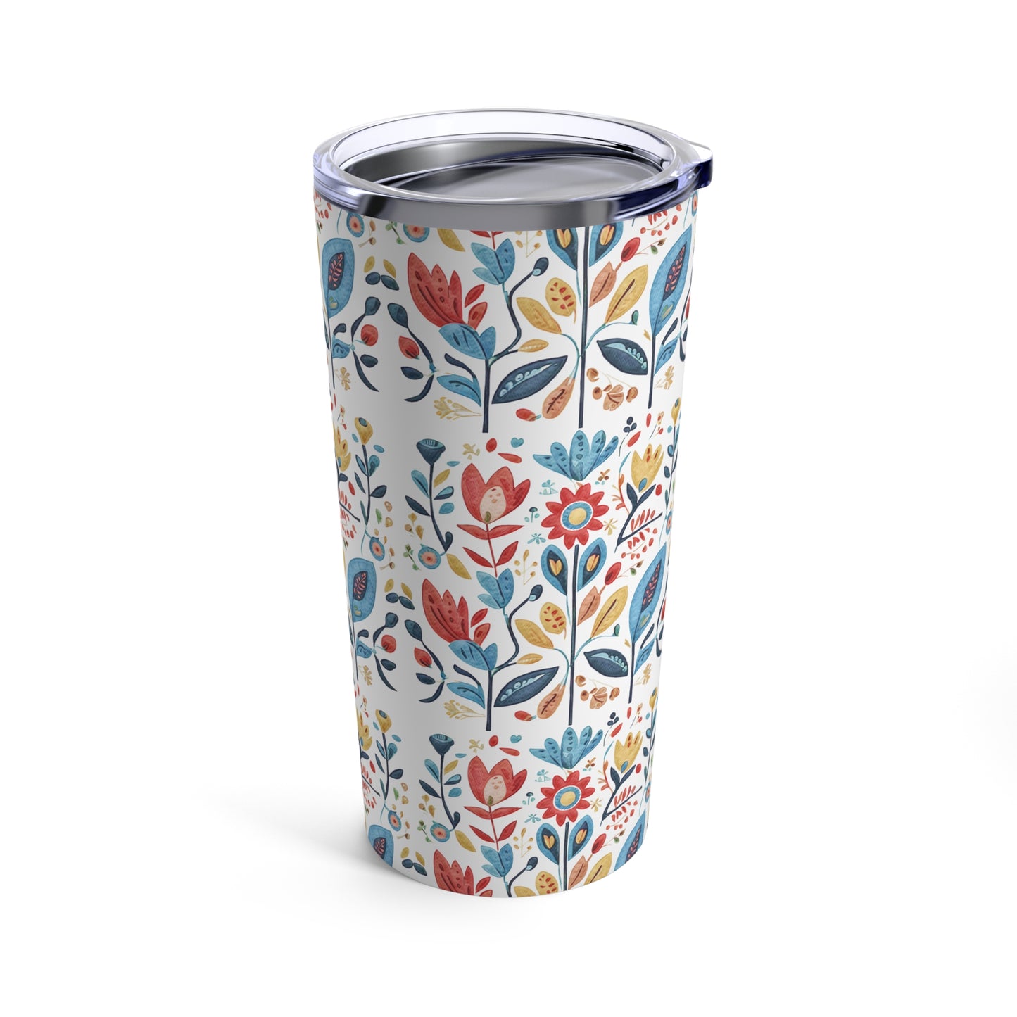 Bright and Colourful Folk Art Flowers, Tumbler 20oz