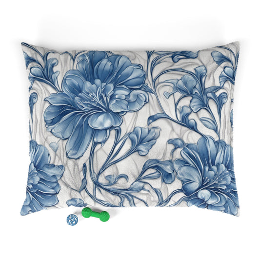 Blue & White Flowers Pet Bed