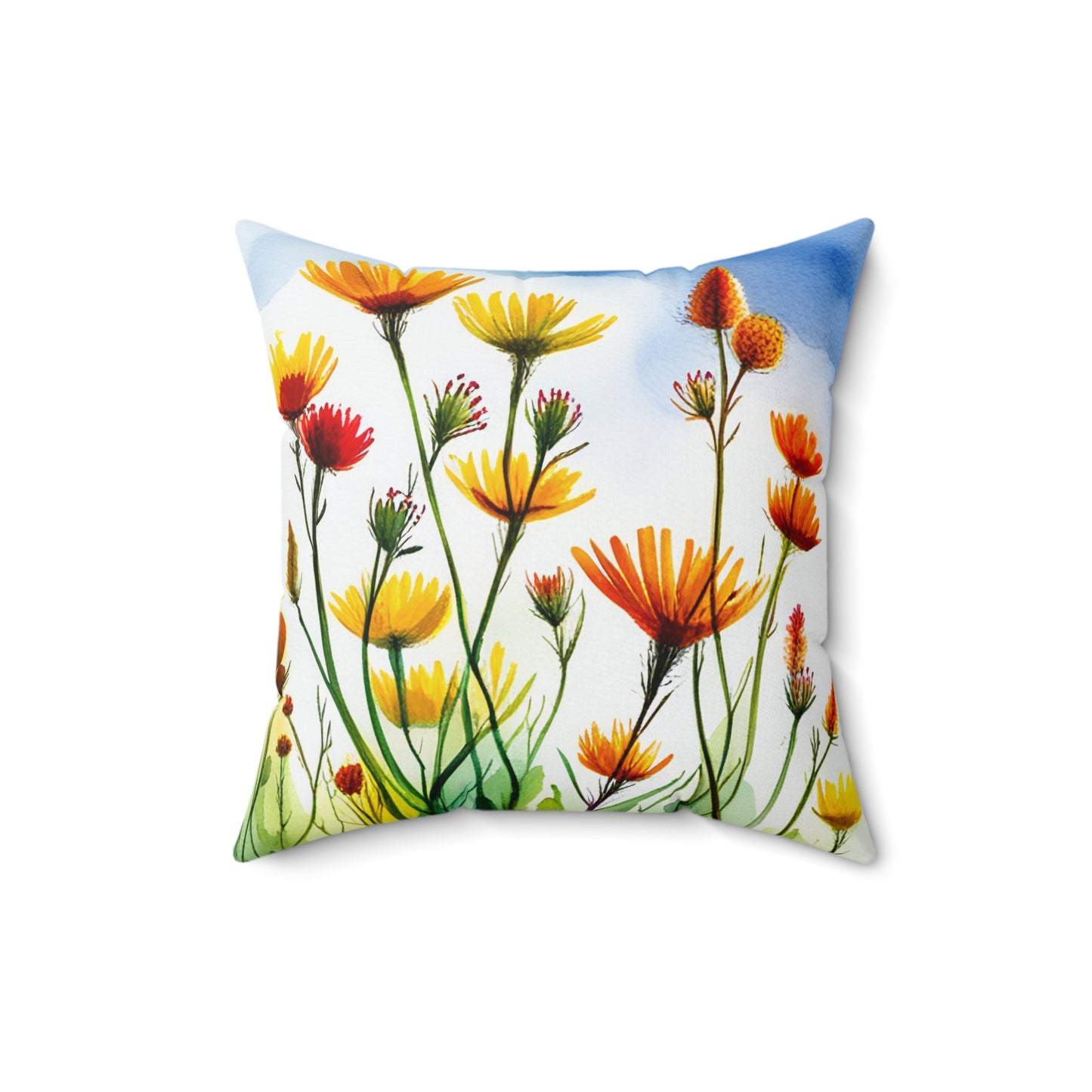 Field Flowers 1: Spun Polyester Square Pillow