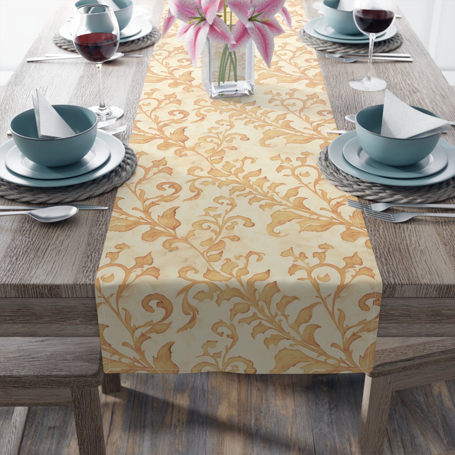 Climbing Yellow Leaves, Table Runner (Cotton, Poly)