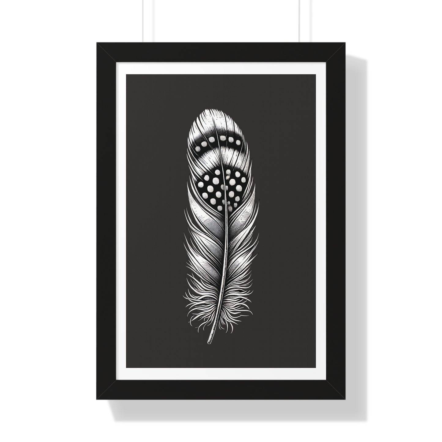 Black and White Feather No.2, Framed Vertical Poster