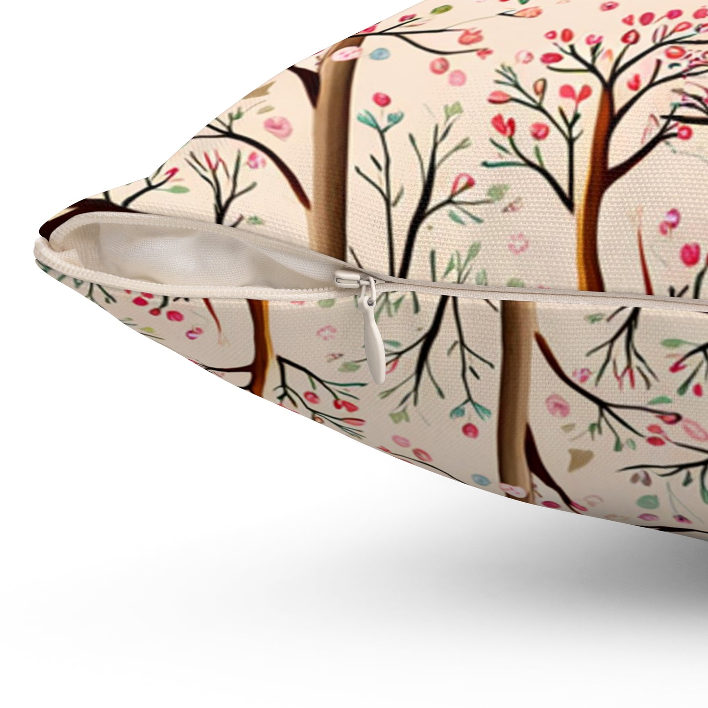 Delicate Blossom Trees Polyester Square Pillow