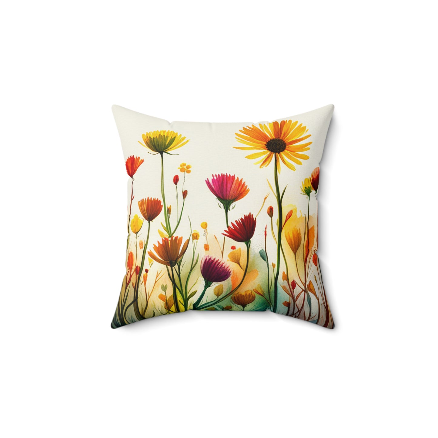 Field Flowers 3: Spun Polyester Square Pillow