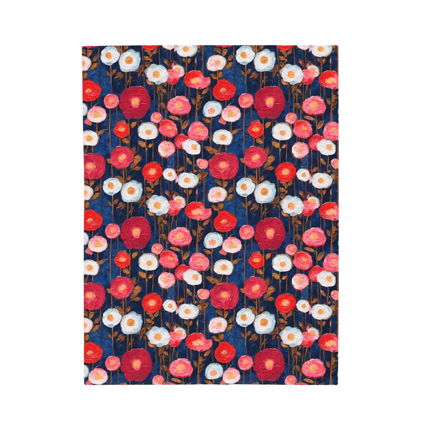 Poppy Splotches on Indigo Velveteen Plush Blanket