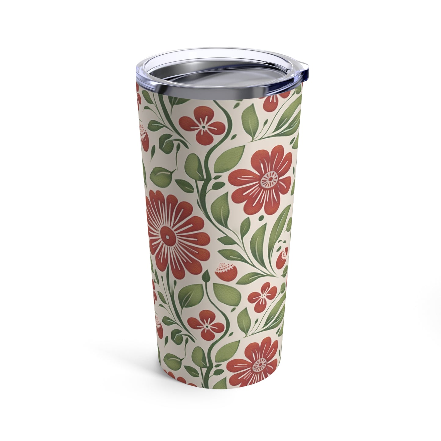 Strawberry Folk Art Flower, Tumbler 20oz