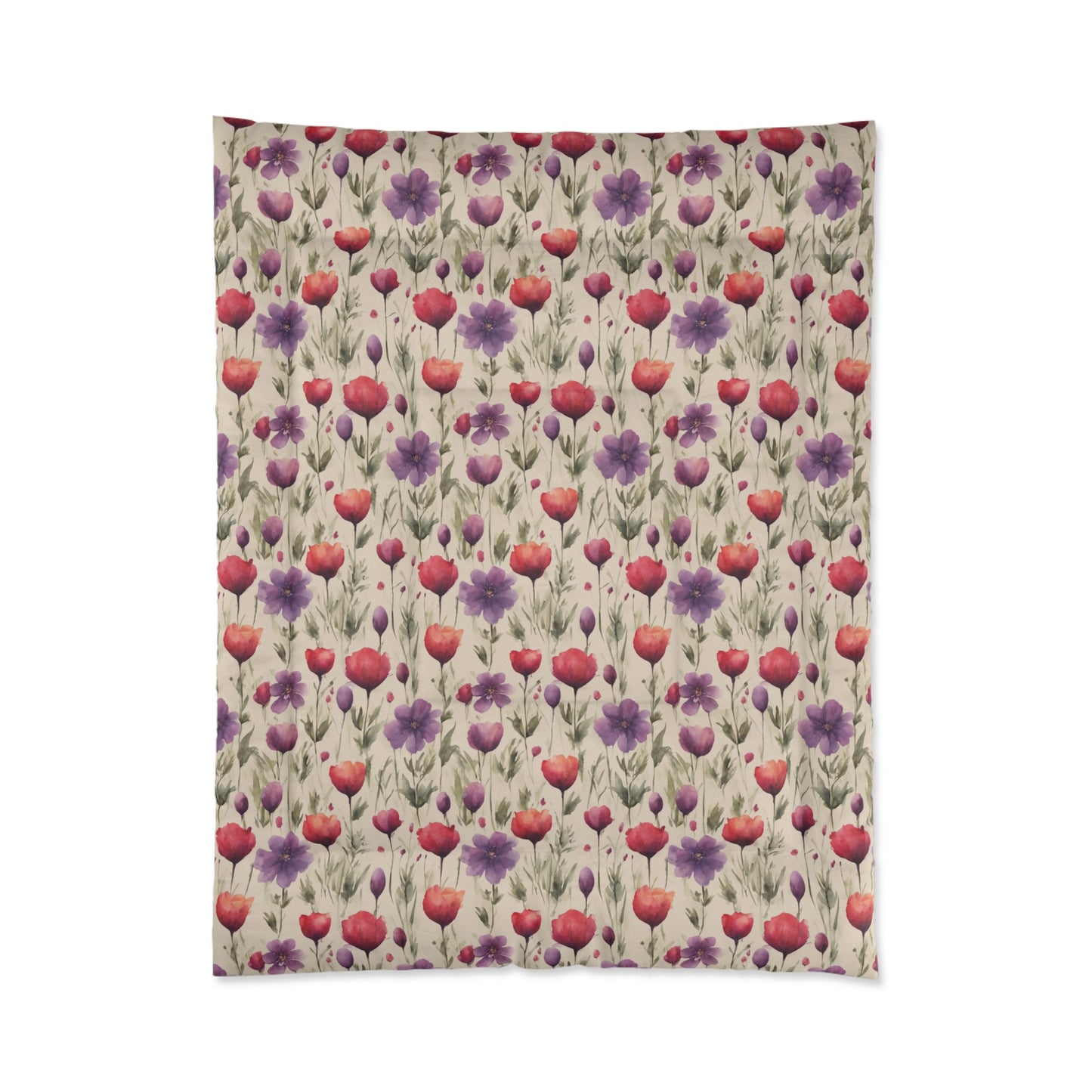 Poppies and Plum Flowers Comforter