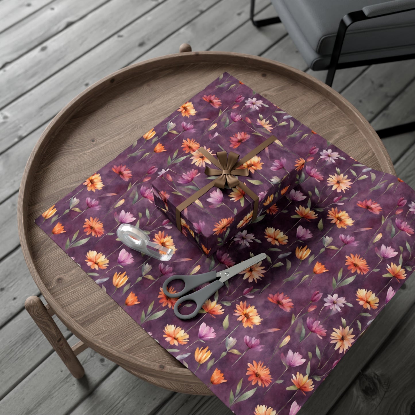 Wild Flowers on Plum Gift Wrap Papers